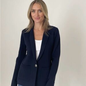 NWT SIX/FIFTY Paloma Knit Sweater Blazer in Navy, Size XS